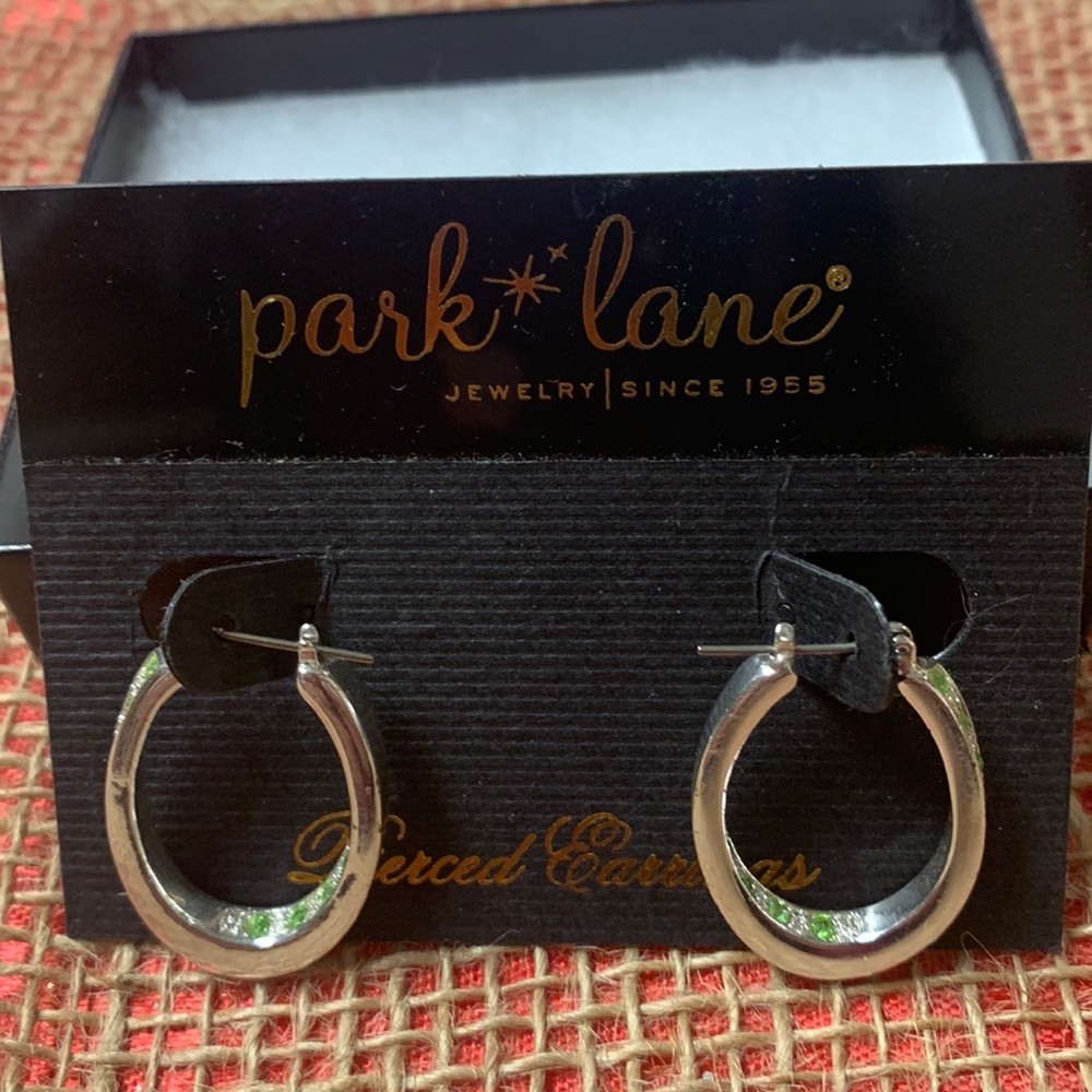 Park Lane hoops with green rhinestones